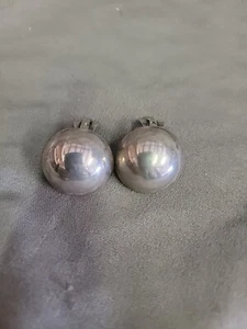 Sterling Silber gewölbte Kreis Clip-On Ohrringe - SW-Akzent - Bild 1 von 4