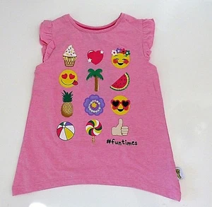 Girl's Sleeveless Pink Emoji Design T-Shirt- Age 2-3 Years- NEW - Picture 1 of 1