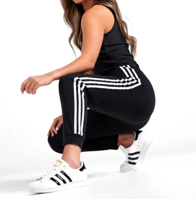 Adidas Damen Jogginghose Trainingshose Sport Freizeit Sweat Hose 3S schwarz/weiß - Bild 1 von 4