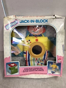  VINTAGE Jolly Toys Softeroo JACK IN BLOCK Cube Learning Toy RATTLES SQUEAKS NIB - Picture 1 of 8