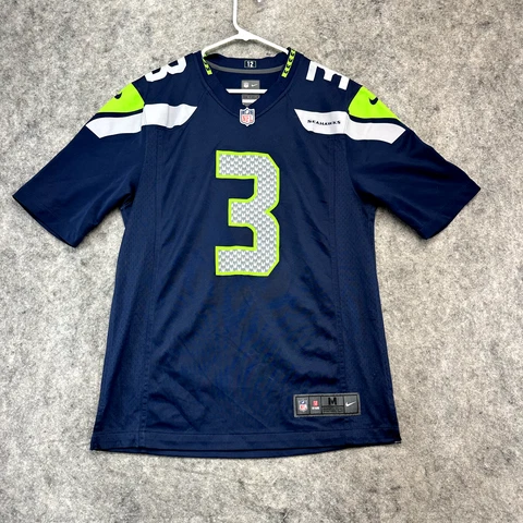 Seattle Seahawks Jersey Mens Medium Blue On Field Russell Wilson Stitched Nike Cover