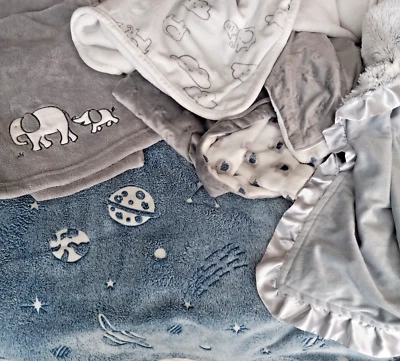 lote de 5 mantas de seguridad Baby Lovey satinadas variedad padres elección carters nube Foto 1 de 4