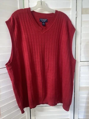 Chaleco de Colección Roundtree and Yorke Hombre Grande Tejido Algodón Cuello en V Rojo 2X Foto 1 de 4