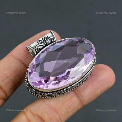 Joyería colgante de boda vintage étnica kuncita rosa natural de plata de ley 925 Foto 1 de 4