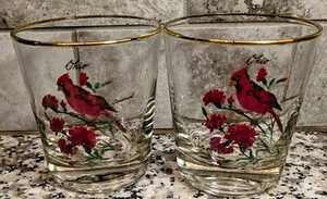 2 Vintage Ohio, Cardinal & Red Carnation Gläser mit Goldrand 6oz Neuwertig - Bild 1 von 20