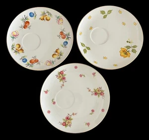 Set Of 3 Royal Geoffrey Fine China Spring Medley Snack Plates Floral & Fruit EUC - Picture 1 of 10