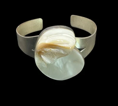 Vintage Jay King DTR Mabe Pearl Cuff Bracelet Sterling Silver .925 Large Signed - Imagem 1 de 4