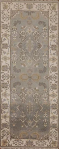 Authentic Hand-Knotted Oushak Indien 8 ft. Runner Rug Carpet 3x8 - Picture 1 of 20