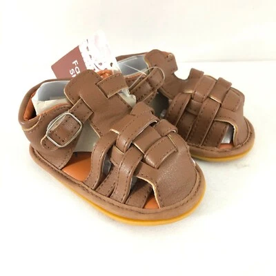 Bebé Niñas Sandalias Pescador Tirantes Imitación Cuero Marrón Suela de Goma Talla 12-18M Foto 1 de 4