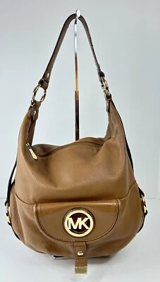 Michael Kors Purse Fulton Large Camel Pebbled Leather Everyday Shoulder Hobo Bag - Image 1 of 4