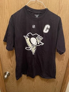 NHL Pittsburgh Penguins Hockey Sidney Crosby # 87 Reebok Jersey T-Shirt Sz L - Picture 1 of 7