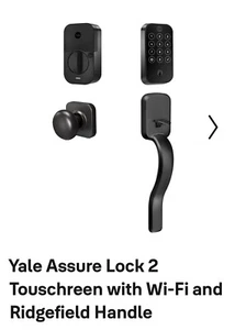 Yale Assure Lock 2- Wi-Fi Touchscreen Smart Lock with Ridgefield Handleset Black - Picture 1 of 8