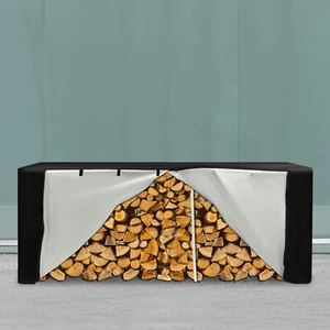 New Black Firewood Log Rack Cover, Durable Cover Store Outdoor, 244cmx61cmx107cm - Picture 1 of 17