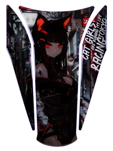 Tankpad Aufkleber 3D Lackschutz Anime Cat Girl Rot kompatibel mit Kawasaki Z900 - Bild 1 von 7