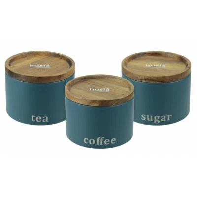A set of containers, jars for sugar, tea, coffee, stainless steel, tight lid - Image 1 of 4