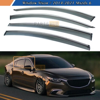 Para Mazda 6 2014-2021 Borde Cromo Visera Ventana Tintada Humo Protector de Lluvia Deflector Foto 1 de 4