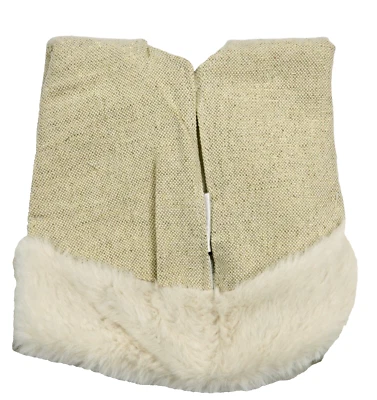 Mini Falda Árbol de Navidad Beige con Hilos Dorados y Borde de Piel Sintética 18" Diámetro Foto 1 de 4