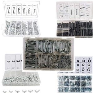 Assortment Kit Roll Pin Hitch Cotter Split R Pins Wing Nut Flat Spring Washer - Picture 1 of 31