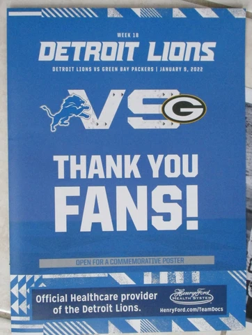 DETROIT LIONS AMON-RA ST. BROWN foldout POSTER/PROGRAM vs Packers & RODGERS Cover