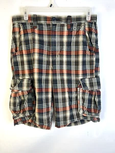 Urban Pipeline Cargo Shorts Men's 34 Plaid Black Red Cotton Pockets Preppy - Picture 1 of 7