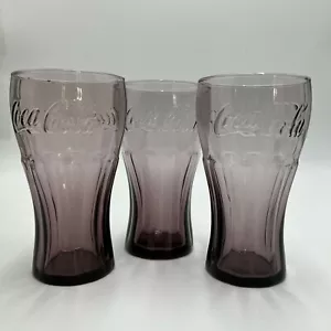 COCA-COLA Light Purple Tall Glass Cups Tumblers (Lot of 3) - Picture 1 of 9
