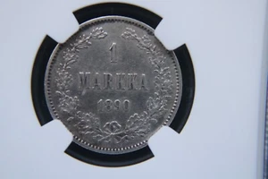 Finland, Russian Empire, 1 Markka, 1890, silver coin, NGC XF DETAILS - Picture 1 of 4