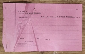 1909 Order Sheet Bleecker NY Indianapolis Indiana The Woodworker Publication - Picture 1 of 1
