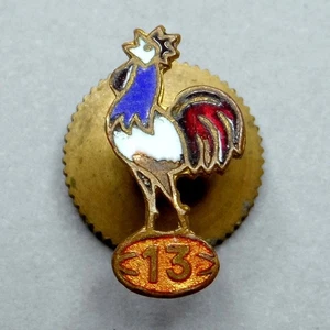 Rugby League, XIII, 13. Antique Enamel Brooch. French Insignia. Rooster. Sport. - Picture 1 of 6