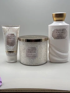 3-Piece Set-Bath & Body Works-ALWAY'S & FOREVER-Candle, Body Cream & Body Lotion - Picture 1 of 7