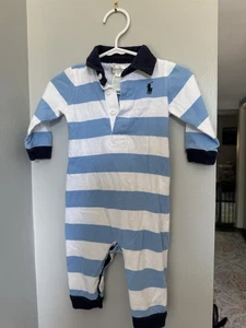 Ralph Lauren Azul Marino Rugby Polo Pantalones Una Pieza Mameluco Niños 6 Meses - Imagen 1 de 2