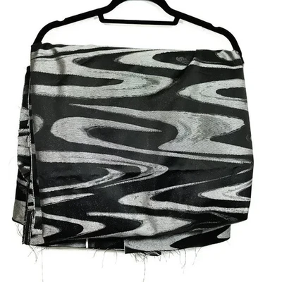 Jacquard Print Fabric Black Silver 5.25 Yards USA Seller - Image 1 of 4