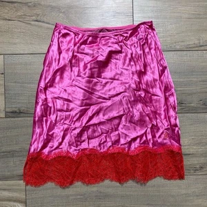 Victorias Secret Women’s Silk Half Slip With Lace And Mesh Detail Small Pink Red - Picture 1 of 12