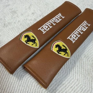 Ferrari Brown Seat belt pads Artificial Leather Pre owned MINT - Picture 1 of 12