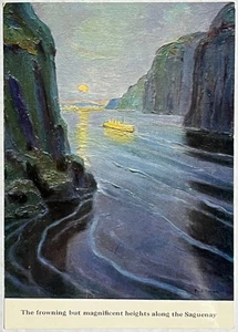 Saguenay River Canada Steamship Lines Postcard CSL Art Painting Paul Caron VTG - Picture 1 of 4