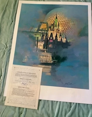 Litografía firmada por Jim Noble 3809/5000 de Disney World Magical Dreams certificado de autenticidad Foto 1 de 4
