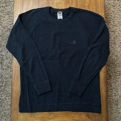 North Face Pullover Sweater Classic Black Knit Wool Blend Crewneck Men’s Small - Image 1 of 4