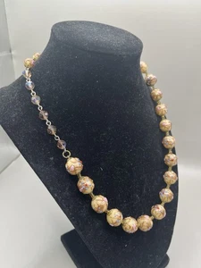 Venezianische Murano Glas Hochzeitstorte Weiß Glas abgestuft Lampwork Perlen Halskette - Bild 1 von 11