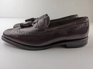 NEW Allen Edmonds Manchester Men 10.5 D Maroon Leather Tassel Loafer Wingtip Sho - Picture 1 of 15