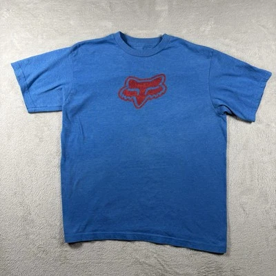 Y2K Fox Shirt Womens L Blue Logo Biker Racing Skater Grunge Streetwear 00s #529 - Image 1 of 4
