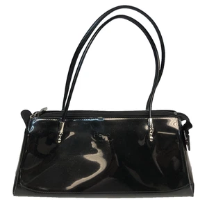 BEIJO Black Patent Uptown Faux Leather Bag Purse Glossy Y2K Handbag Medium Chic - Picture 1 of 10