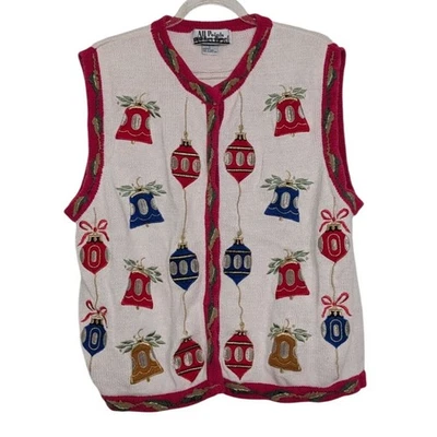 Chaleco Suéter Vintage All Points Adorno Navidad Mujer Talla Grande Bordado Foto 1 de 4
