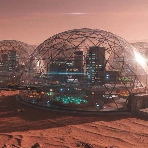 Mars Dawn городской пейзаж изобразительное цифровое искусство ограниченный выпуск научно-фантастический коллекционный предмет NFT - Изображение 1 из 3