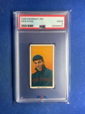 Tarjeta de tabaco de béisbol 1909 T206 Dick Egan Piedmont 350 PSA 2 Foto 1 de 2