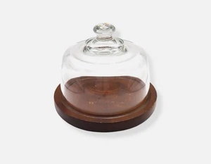 Vintage Leonard Cheese Keeper w/ Wood Base & Glass Dome Lid - Picture 1 of 3