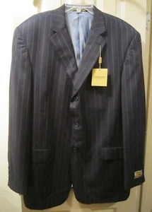 NEW SZ 46L GIORGIO COSANI MENS BLACK RED STRIPE SUIT JACKET BLAZER SPORTCOAT NWT - Picture 1 of 10