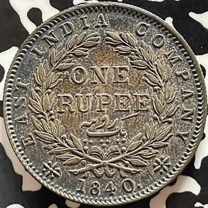 1840-(M) India 1 Rupee Lot#JM9314 Silver! Nice! KM#457.6 - Picture 1 of 2