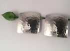 Vintage Signed CRJ USA W/YELLOWHORSE Hammered .925 Silver Square Clip Earrings