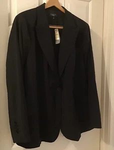 Talbots Women's Blazer Black One Button Lined Wool Business Jacket Size 22W NWT - Picture 1 of 4