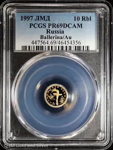 1997 10 Rbl Russia Ballerina Proof Gold Coin PCGS PR 69 DCAM | 1 of 2 Top Pop - Picture 1 of 4