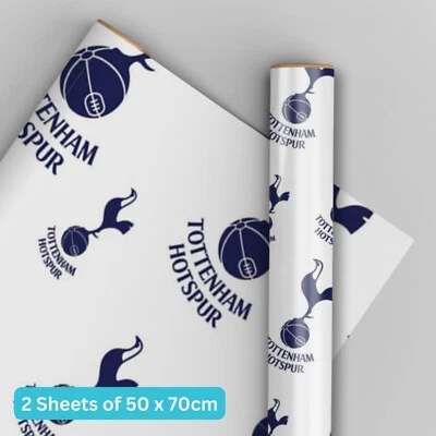 DANILO PROMOTIONS LTD Birthday Wrapping Paper | Tottenham Hotpsur FC | 2 Sheets & 2 Tags | Gift Wrap